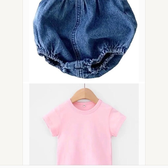 Lot of 2: New baby denim shorts 0-6 months and choice of shirt - Picture 1 of 7